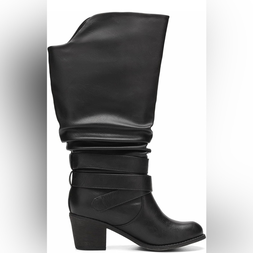 Wide Calf Knee High Boots Round Toe
